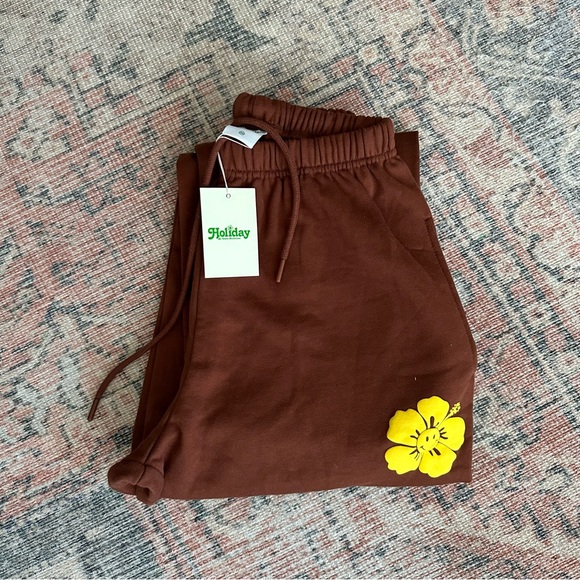 Holiday Logo Track Pant in Brown with Happy Hawaii Logo - Picture 3 of 3